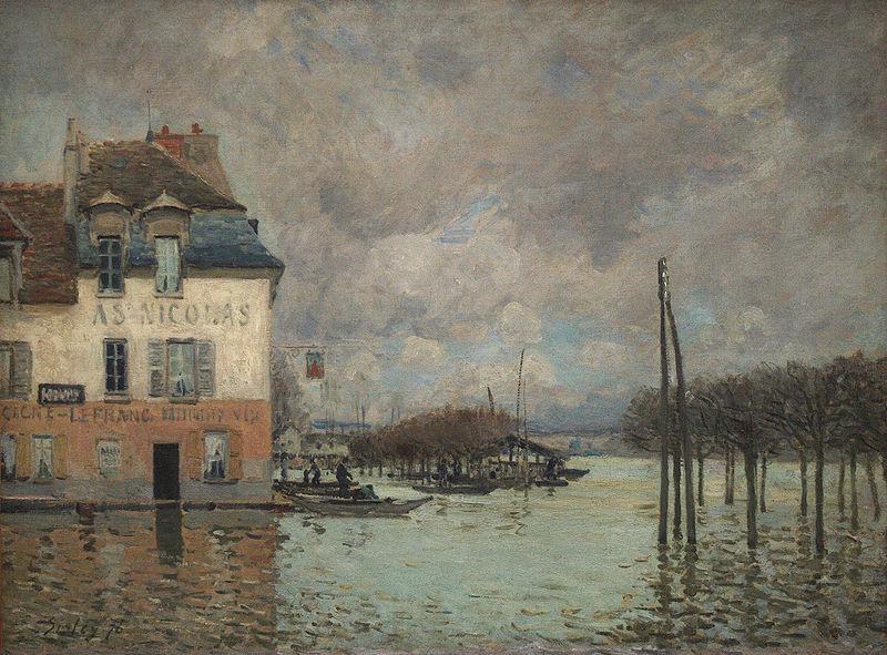 unknow artist L inondation a Port Marly France oil painting art